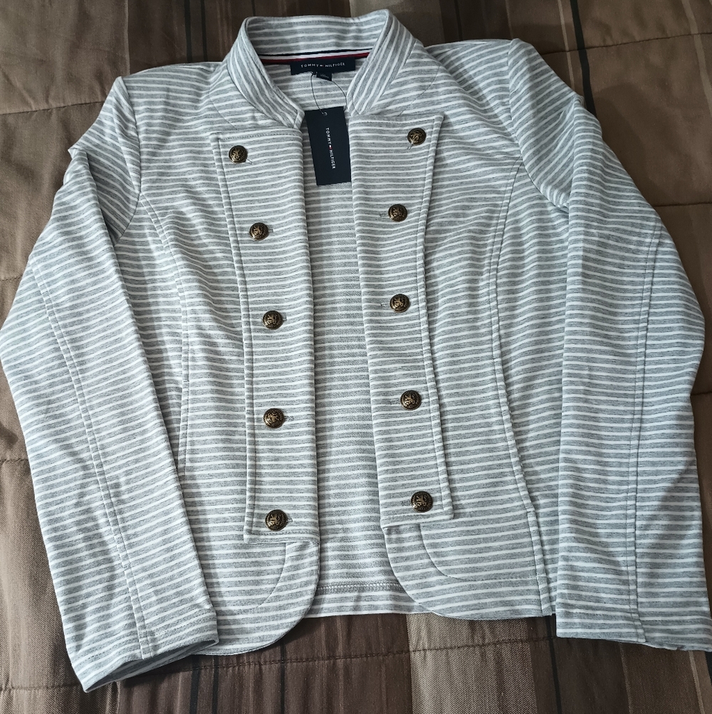Tommy Hilfiger Military Striped Blazer Jacket M - Picture 6 of 12